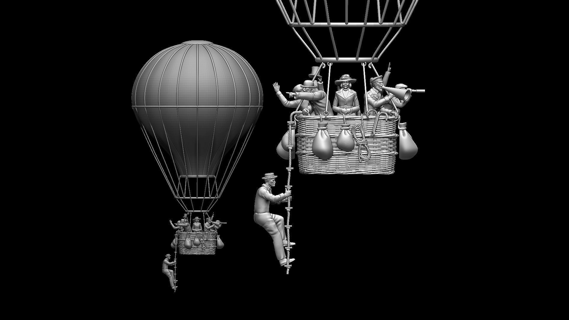 air ballon and passengers 3D print model_54