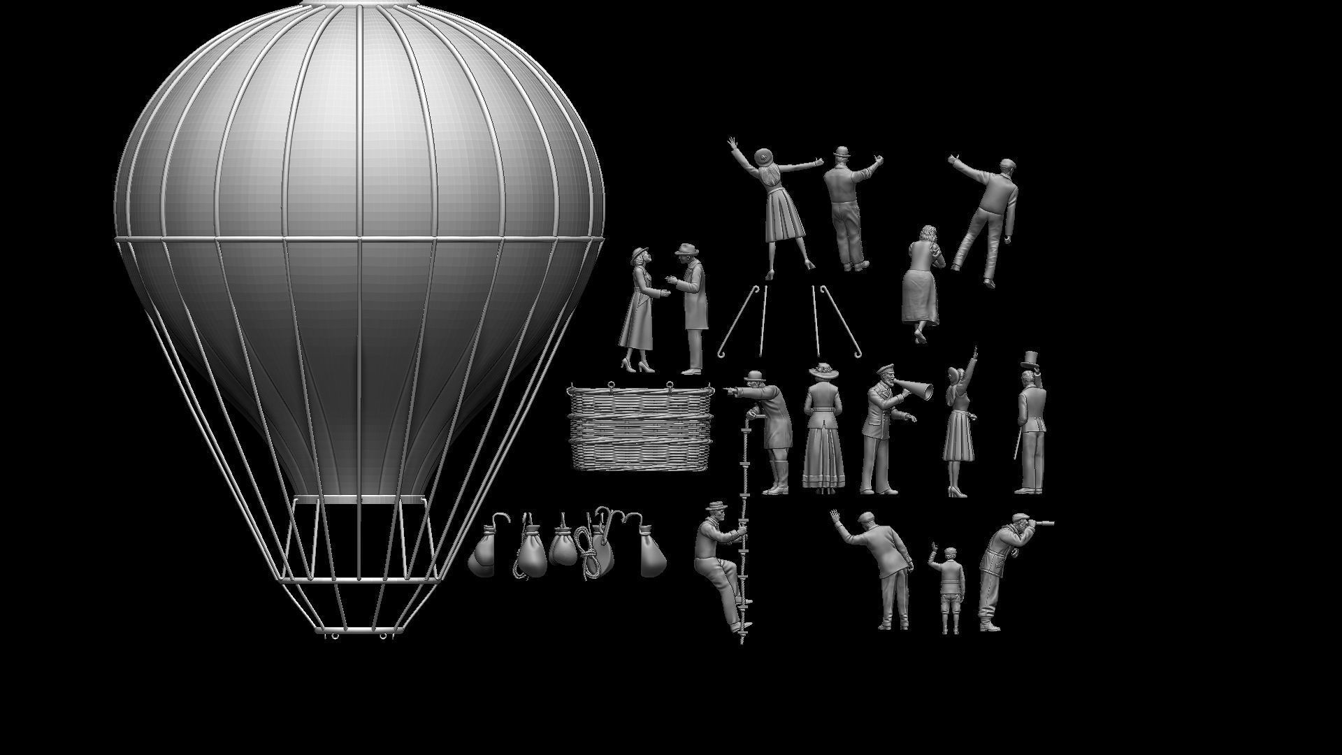 air ballon and passengers 3D print model_66