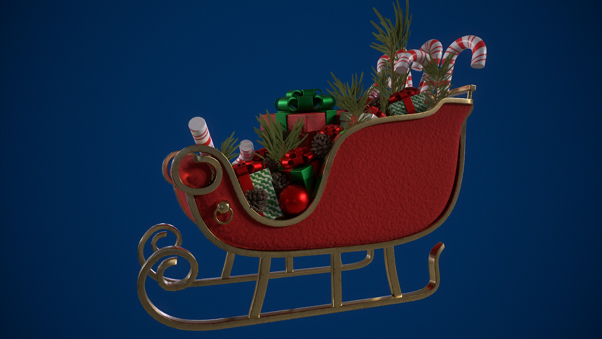 Santas Glimmering Sleigh Low-poly 3D model_4