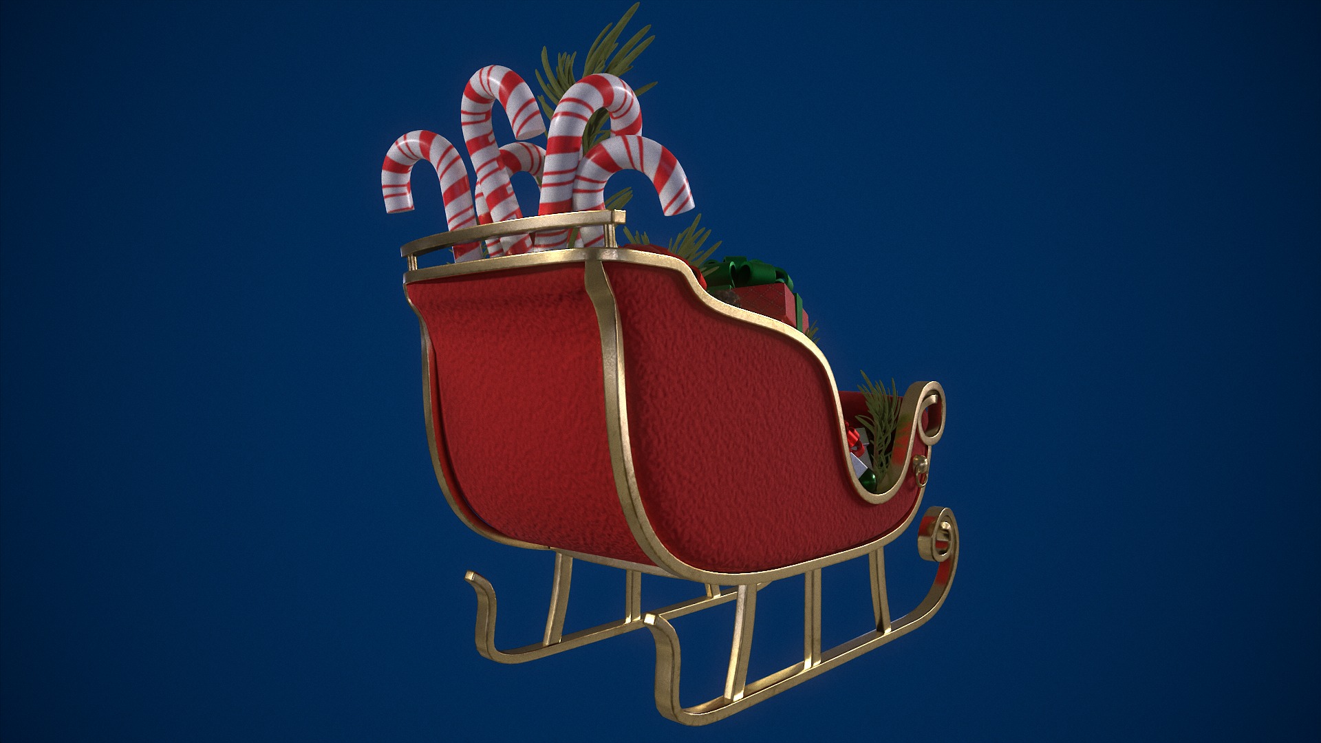 Santas Glimmering Sleigh Low-poly 3D model_7