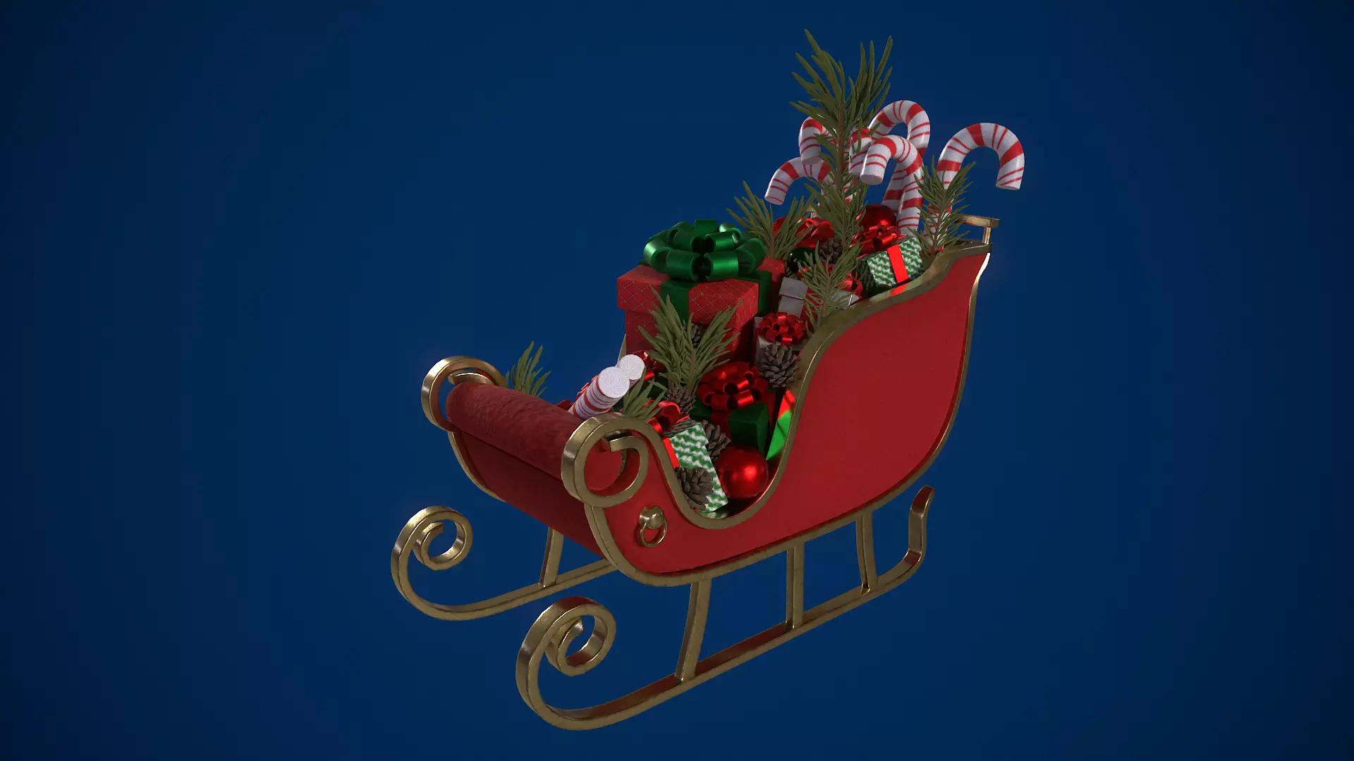 Santas Glimmering Sleigh Low-poly 3D model_0