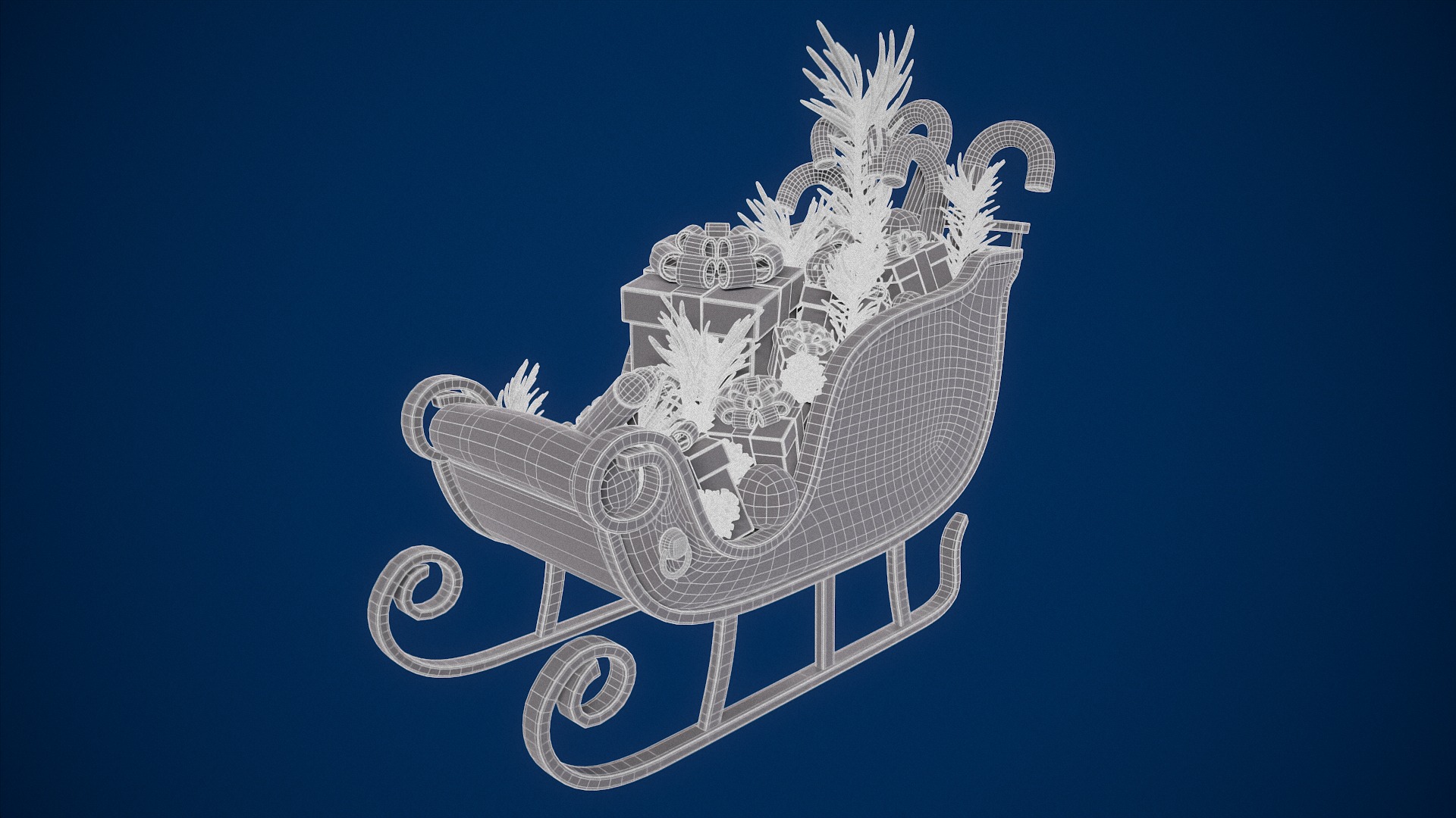 Santas Glimmering Sleigh Low-poly 3D model_2