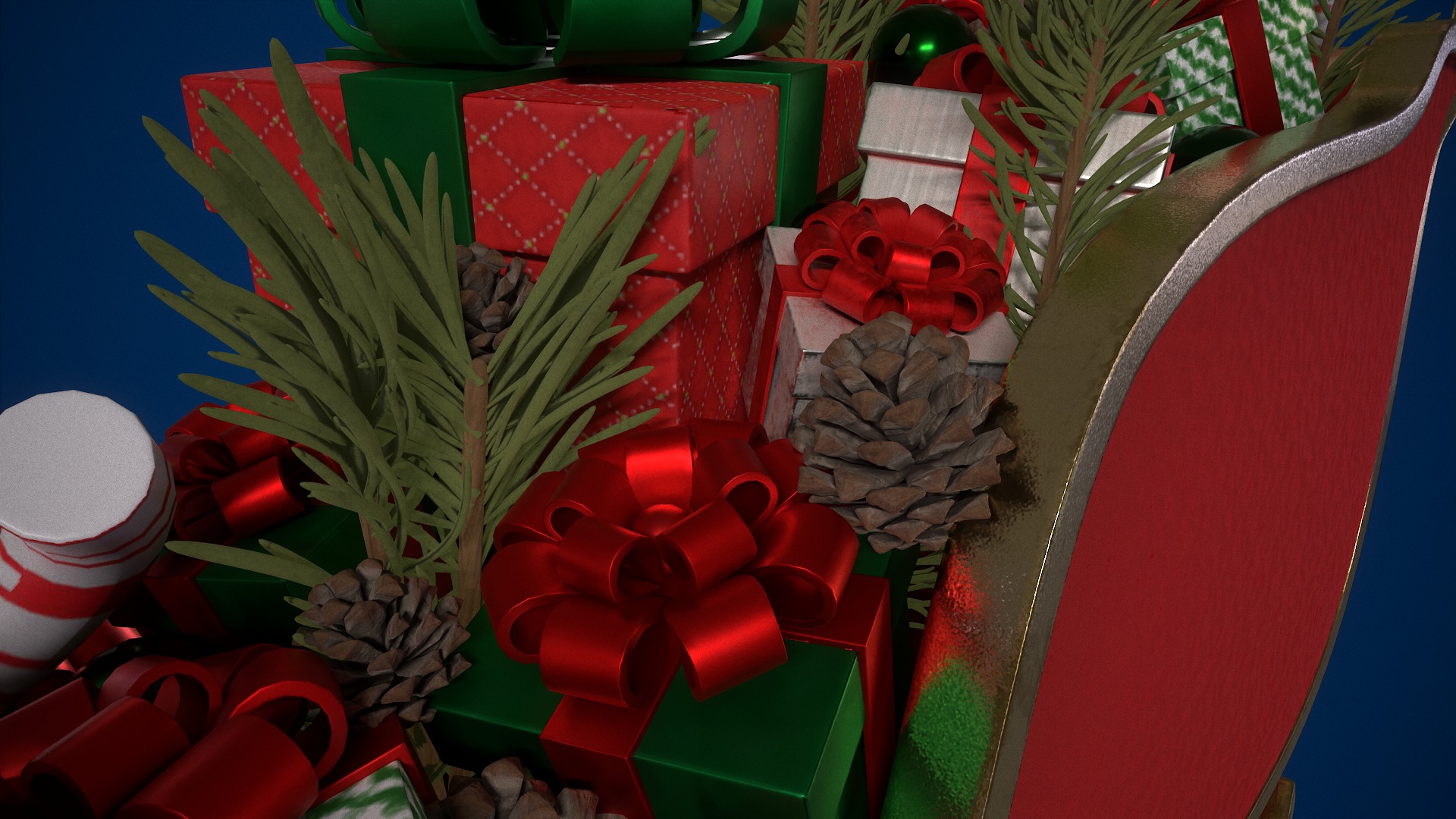 Santas Glimmering Sleigh Low-poly 3D model_9