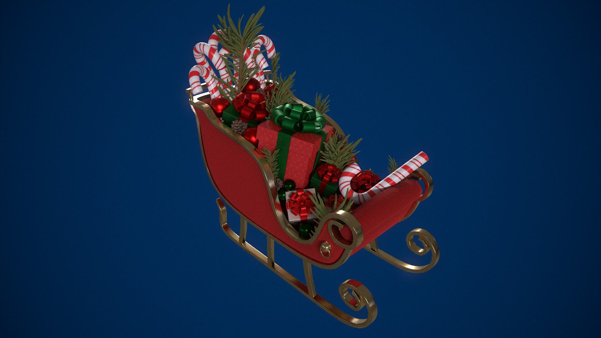 Santas Glimmering Sleigh Low-poly 3D model_5