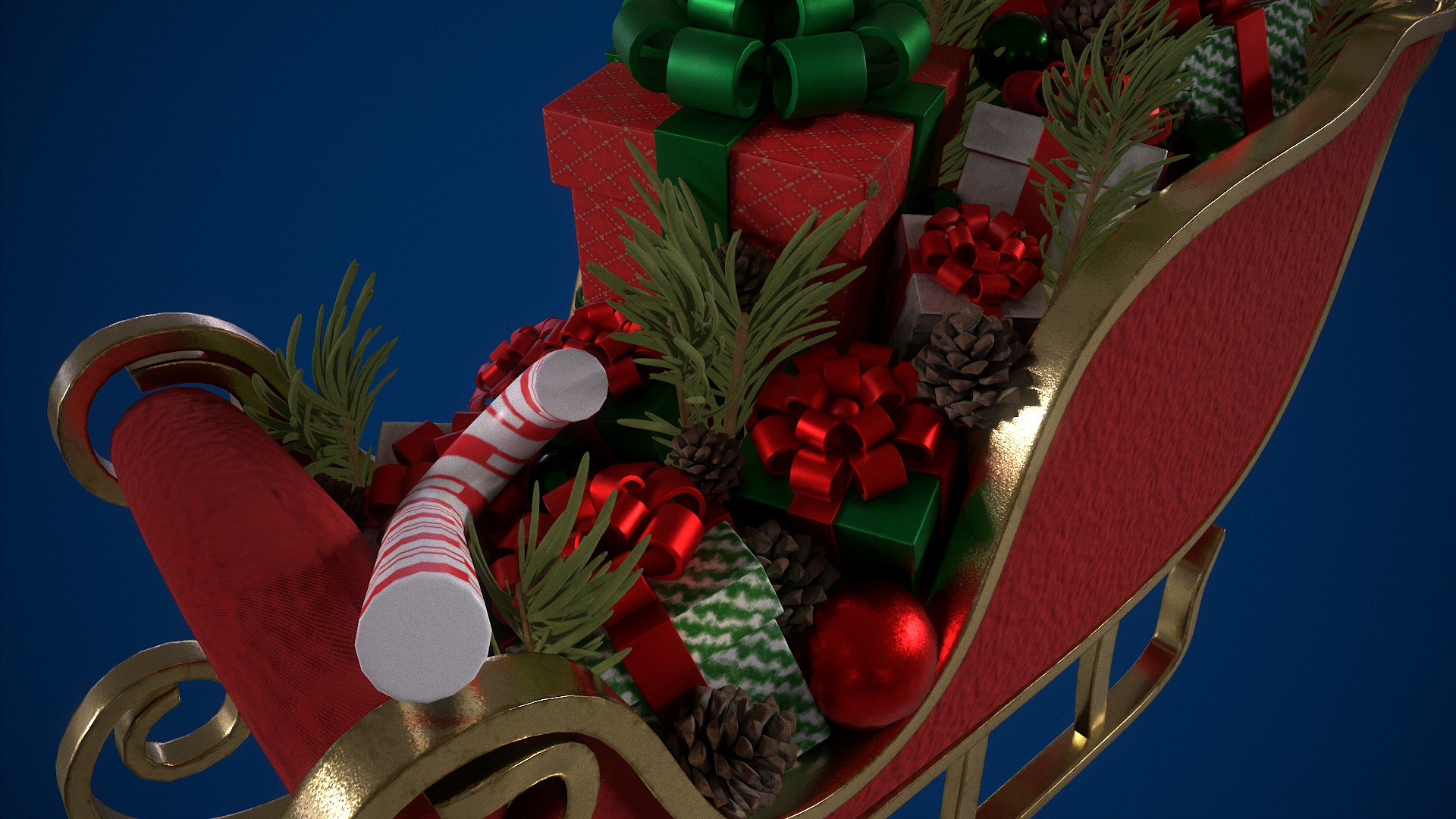 Santas Glimmering Sleigh Low-poly 3D model_8