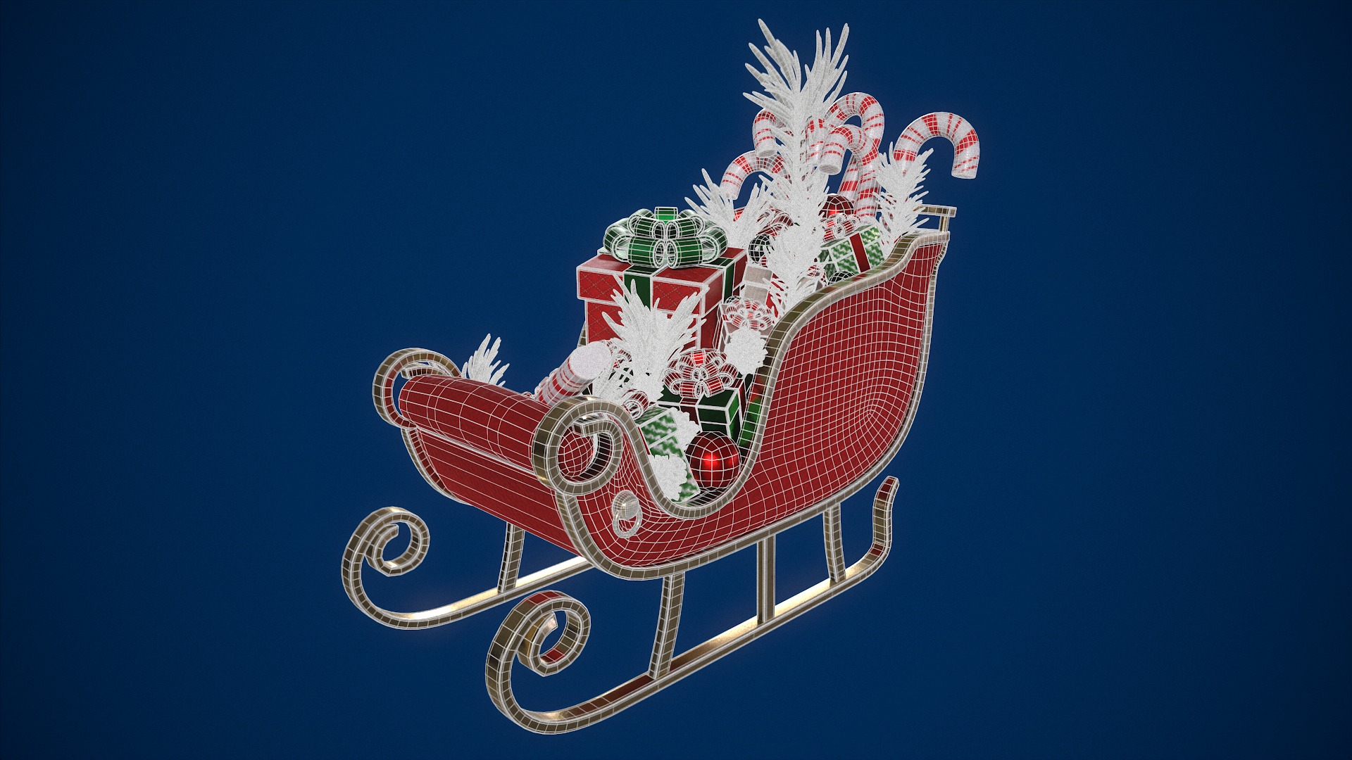 Santas Glimmering Sleigh Low-poly 3D model_1