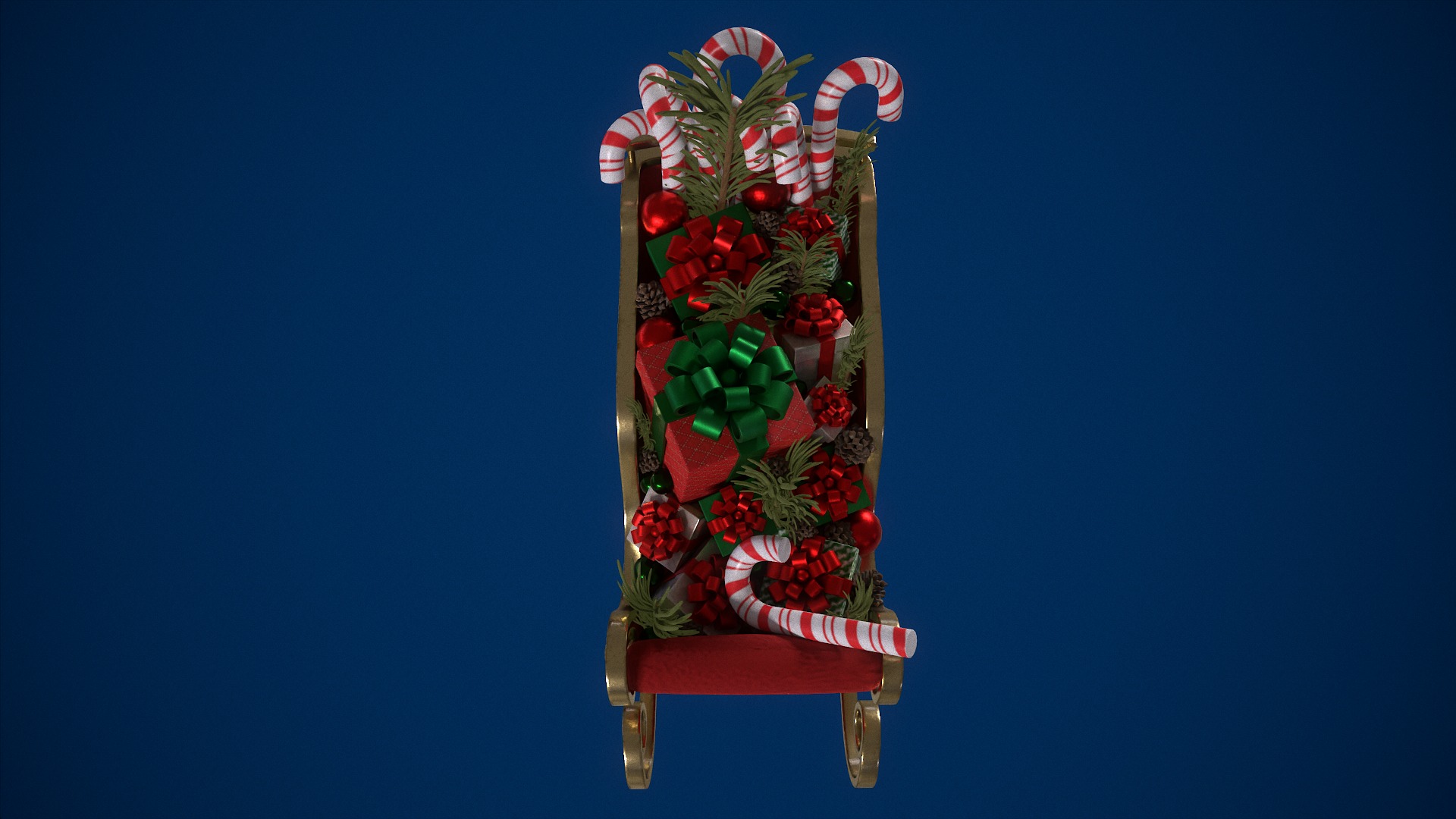 Santas Glimmering Sleigh Low-poly 3D model_3