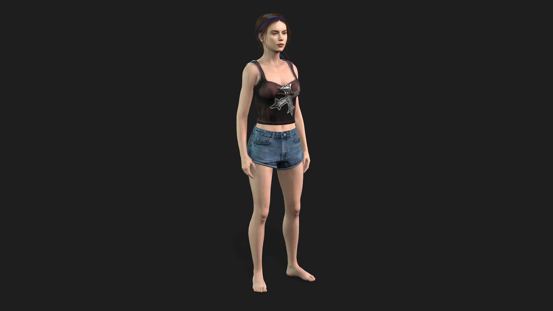 Beautiful Woman Game-Ready Model 3D model_8