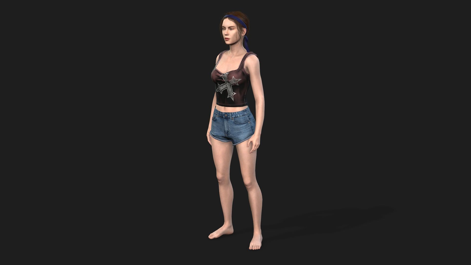 Beautiful Woman Game-Ready Model 3D model_9