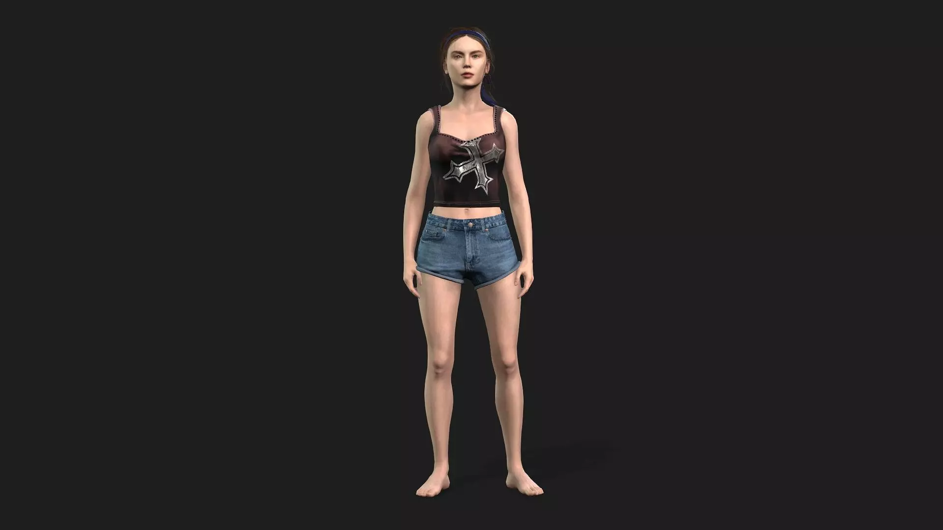 Beautiful Woman Game-Ready Model 3D model_0