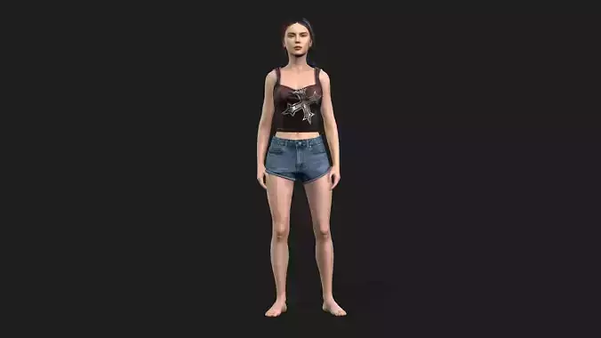 Beautiful Woman Game-Ready Model 3D model