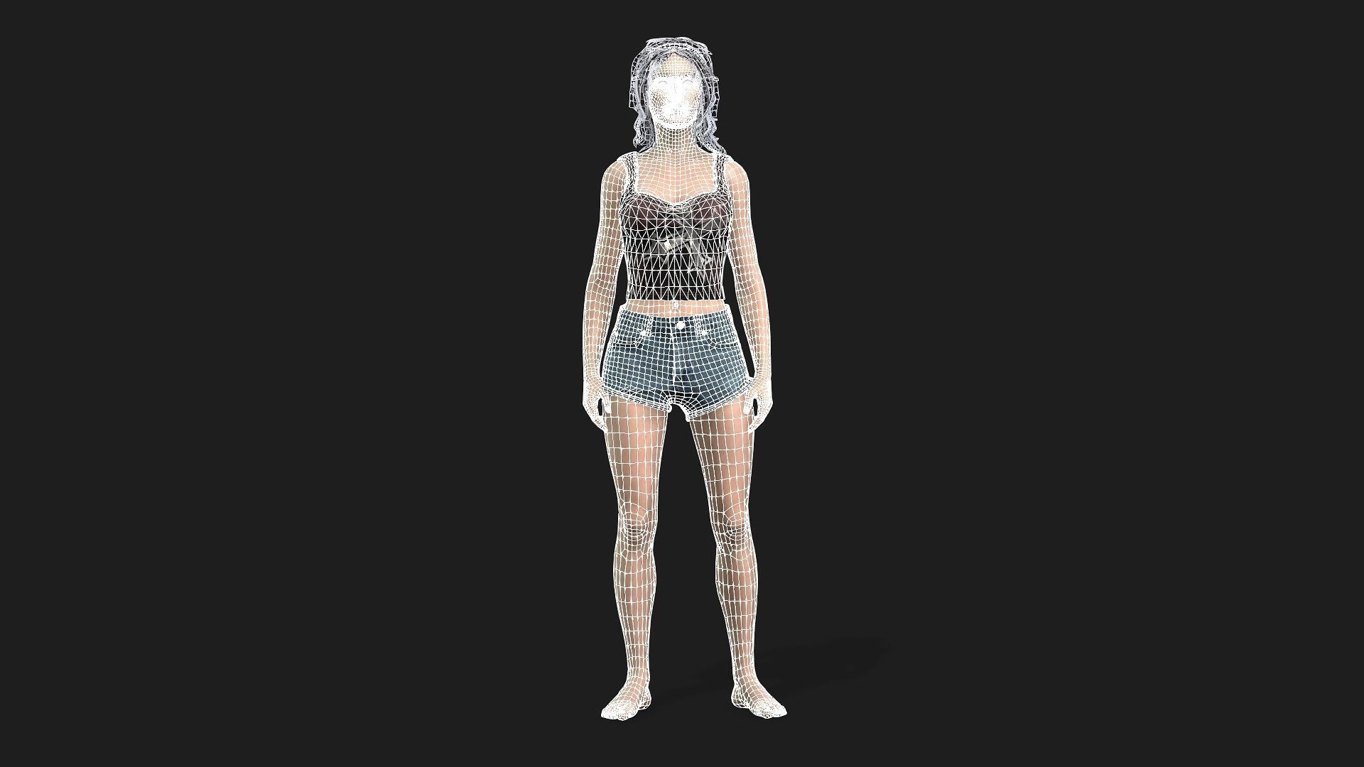 Beautiful Woman Game-Ready Model 3D model_16