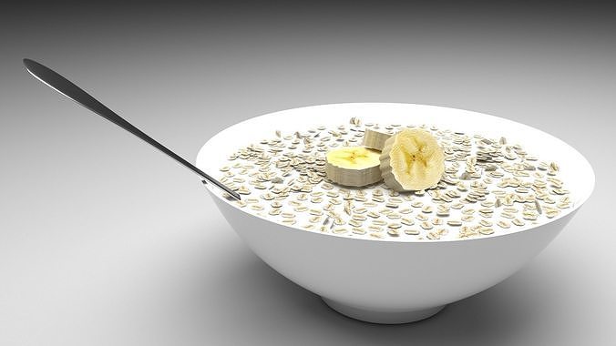 Bowl of Oatmeals With Banana 3D model