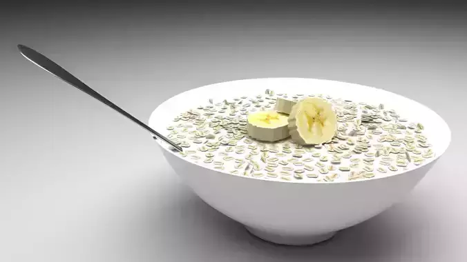 Bowl of Oatmeals With Banana 3D model