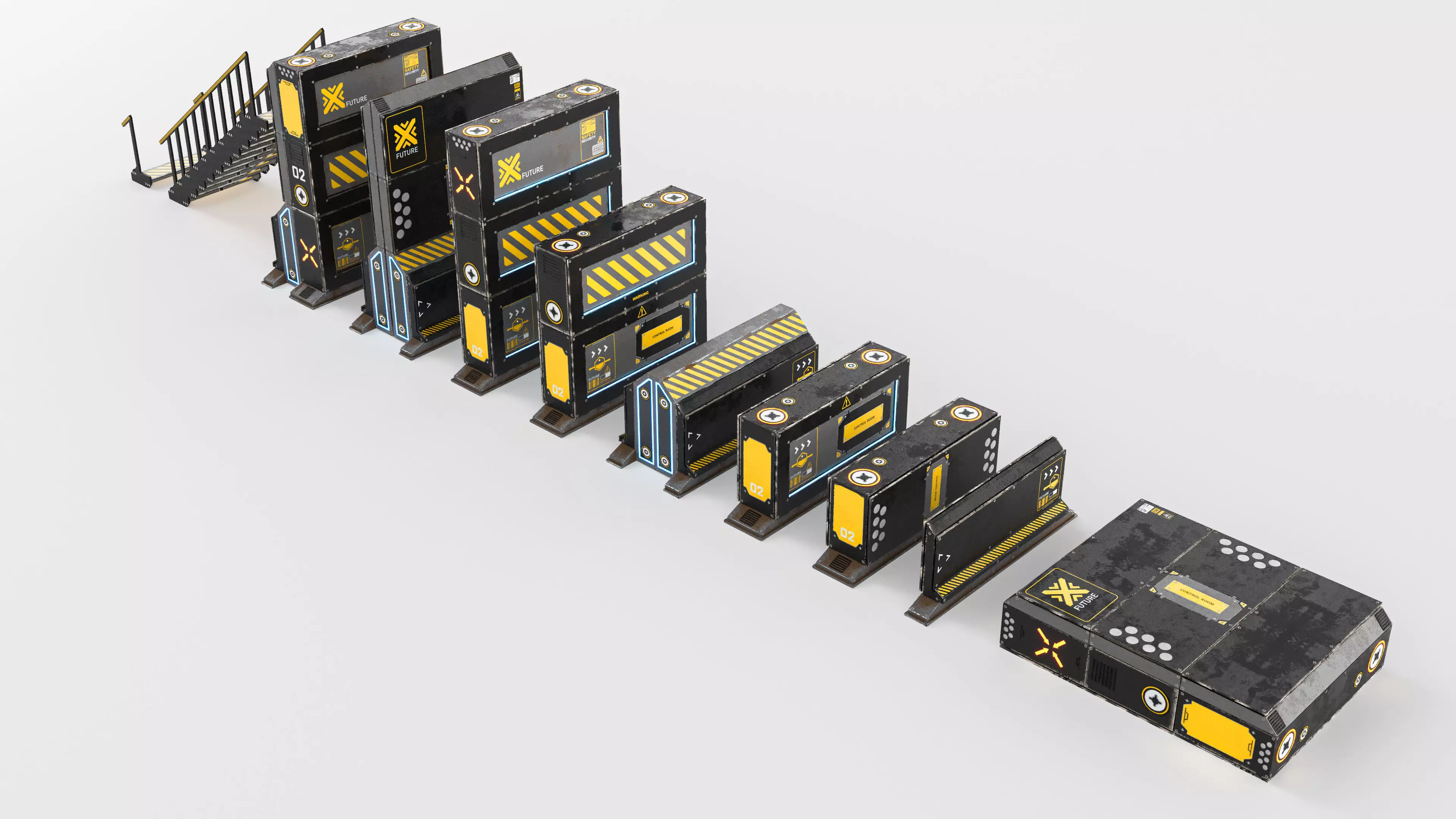 Sci-Fi Cover Wall Low-poly 3D model_0