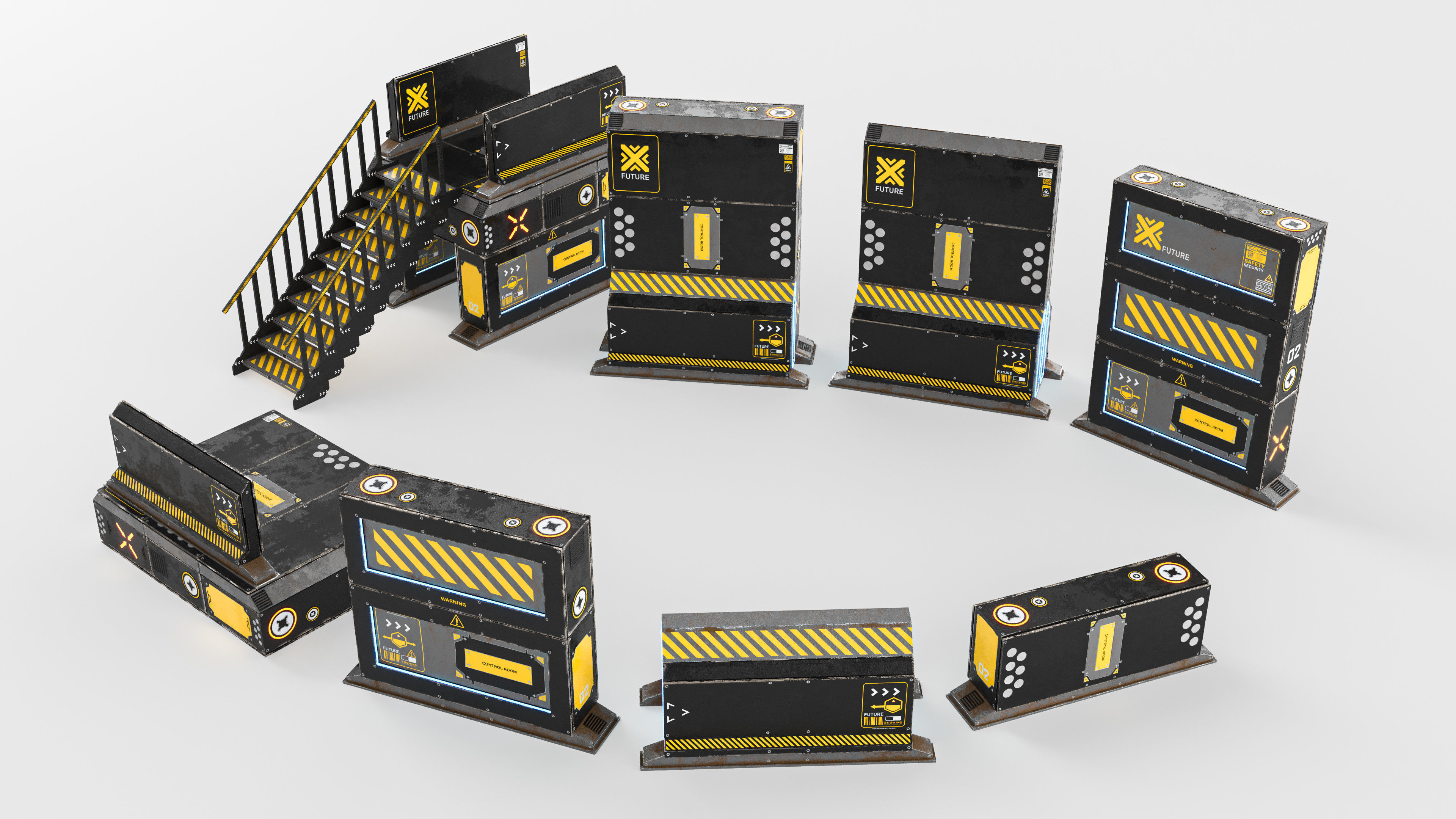 Sci-Fi Cover Wall Low-poly 3D model_2