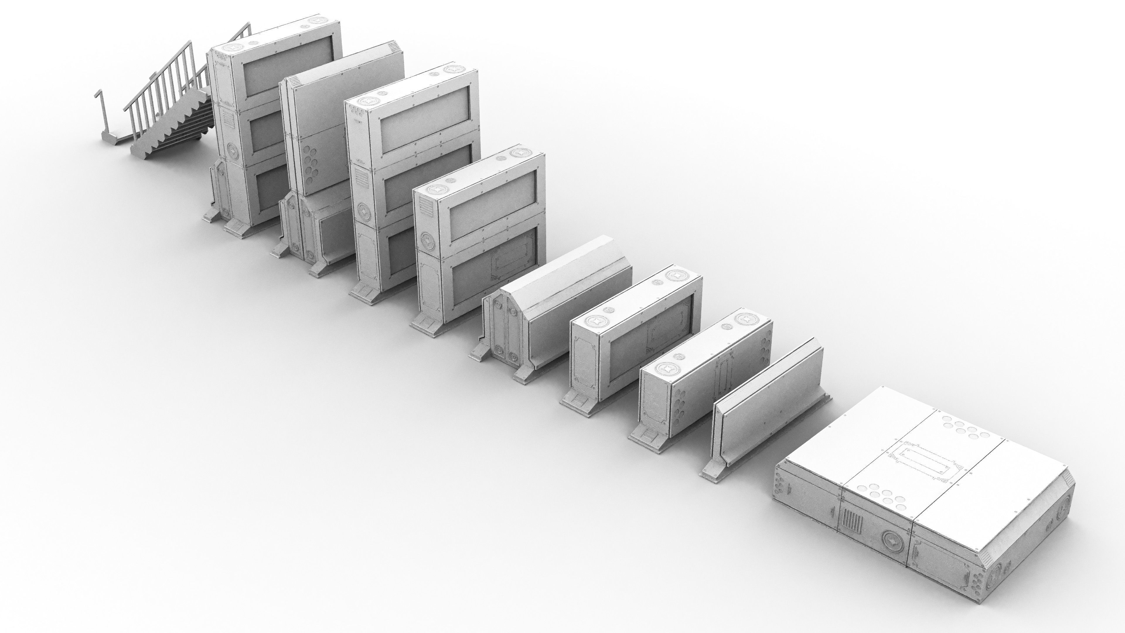 Sci-Fi Cover Wall Low-poly 3D model_8