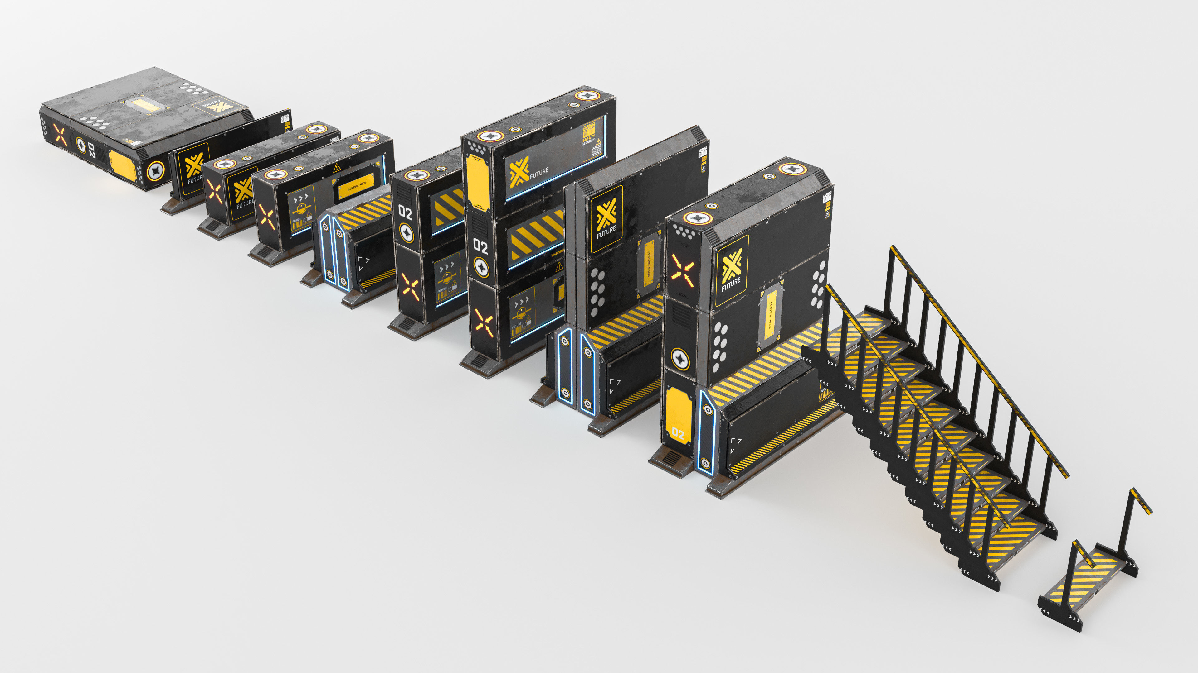 Sci-Fi Cover Wall Low-poly 3D model_1