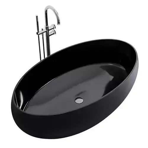 Camellia Matte Black Freestanding Stone Bath 1700mm 