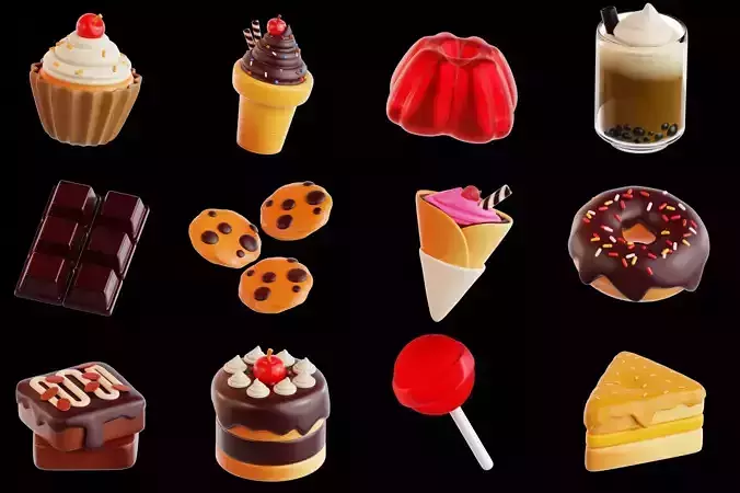 Dessert collection cake jelly