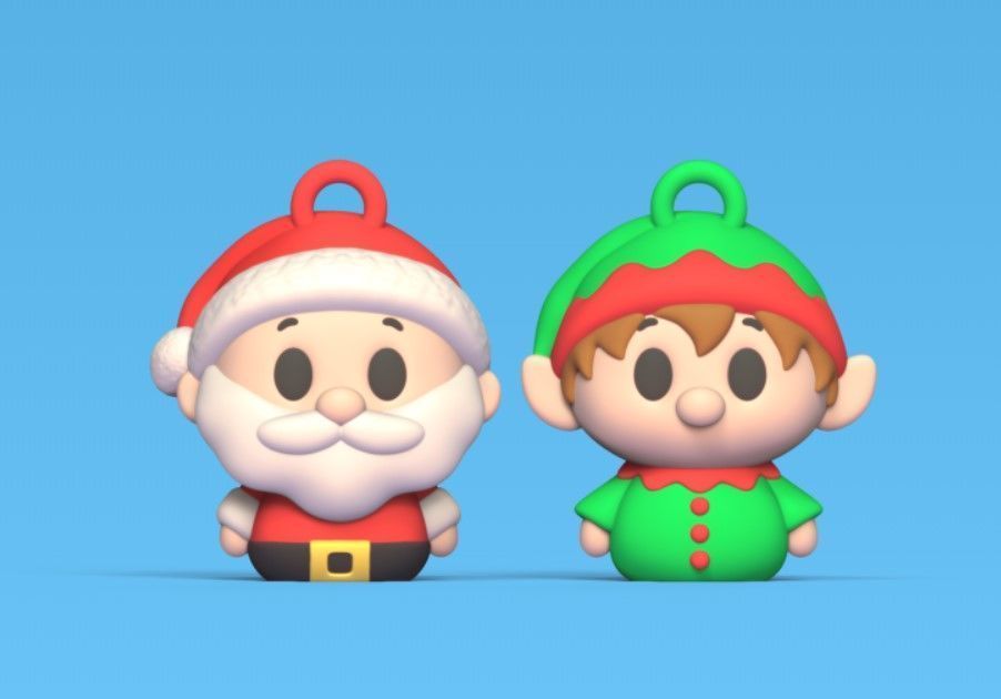 Santa Claus and Elf 3D print model_1