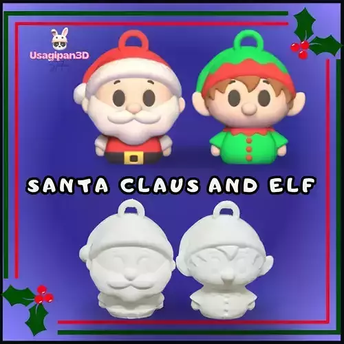 Santa Claus and Elf 3D print model