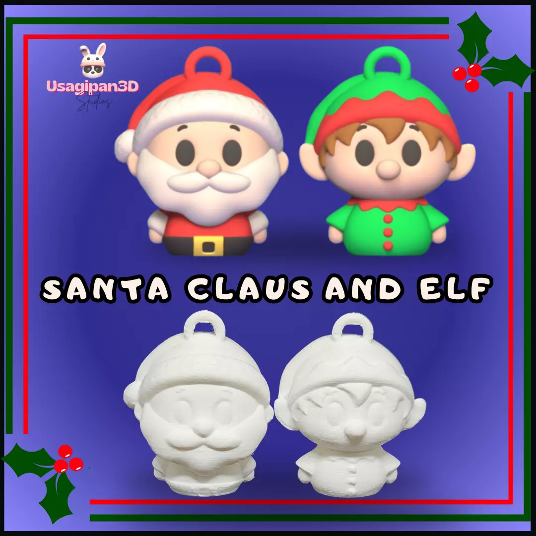 Santa Claus and Elf 3D print model_0