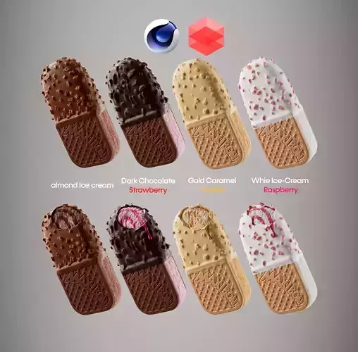 8 Ice cream sandwiches and a scene setup  3D model