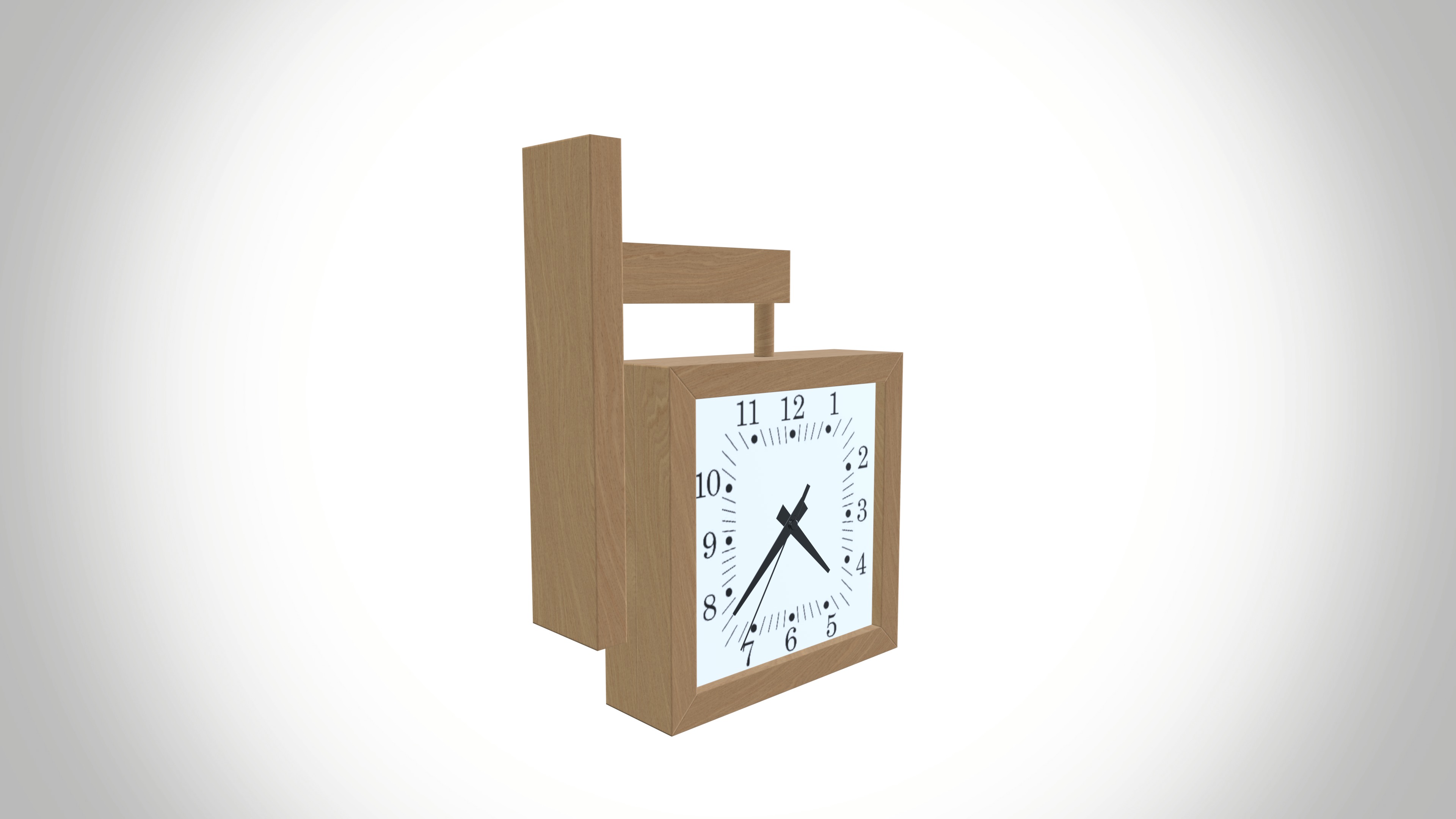 Wall Mount Clock Low-poly 3D model_4