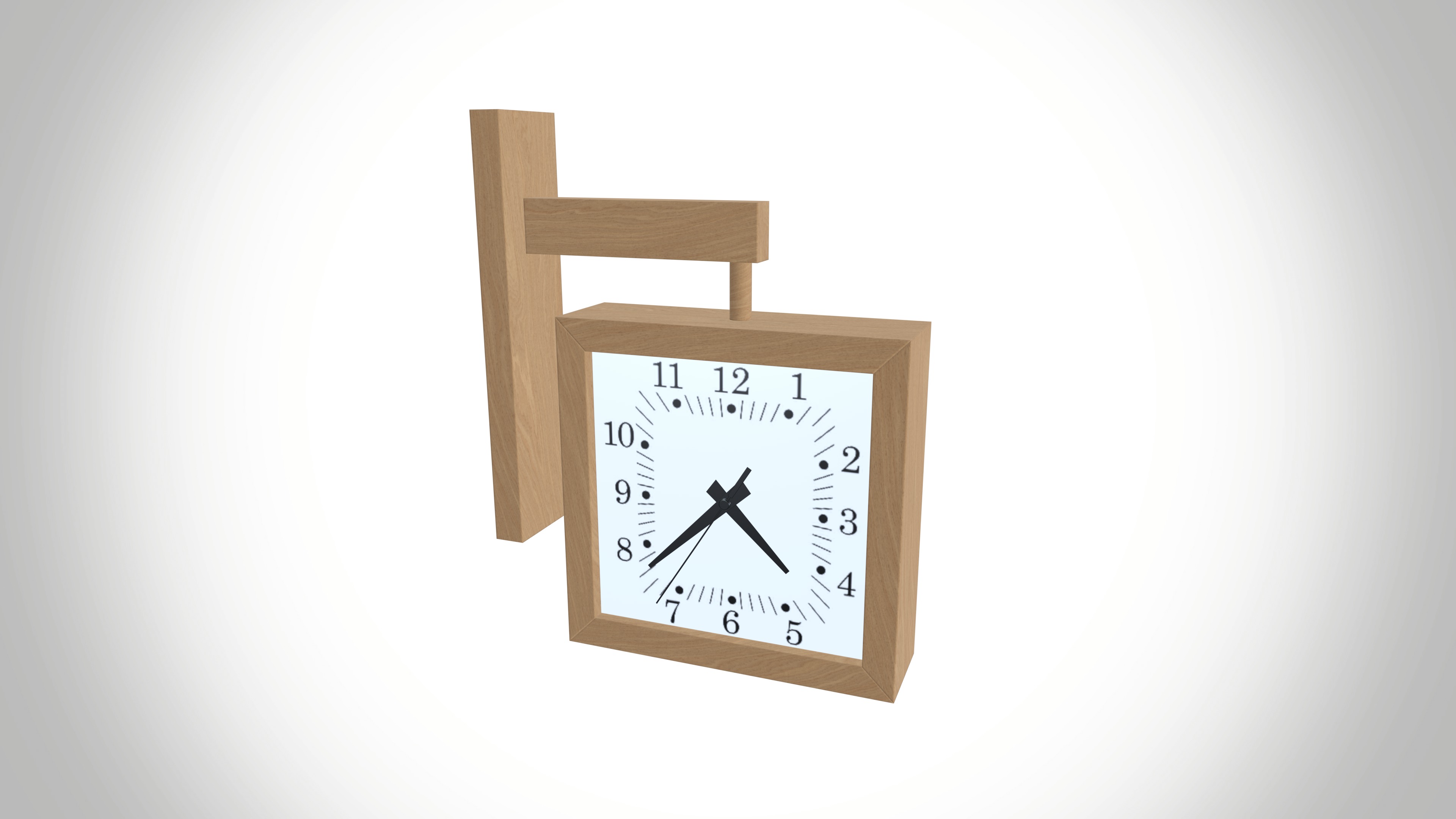 Wall Mount Clock Low-poly 3D model_6