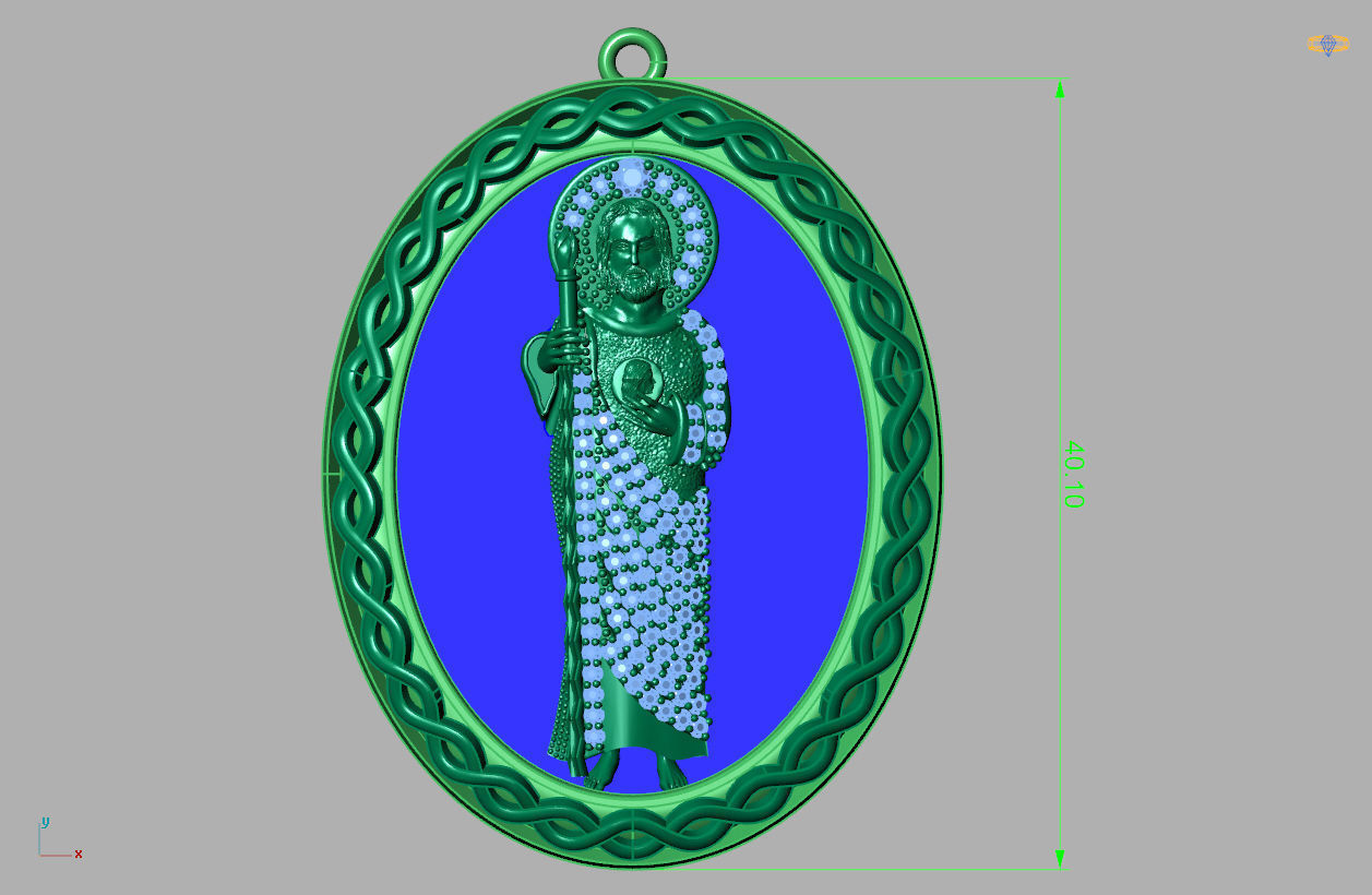 St Jude Pendant Saint Jude Jewelry STL 3DM San Judas Necklace 3D print model_7