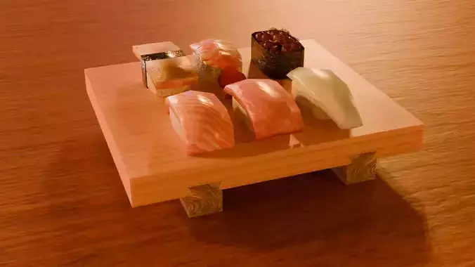 Japanese food Sushi Low-poly 3D model