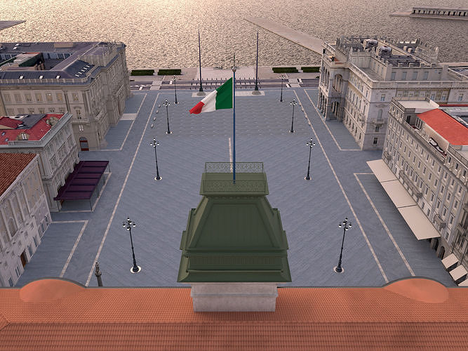 Piazza Unita d Italia Low-poly 3D model 5