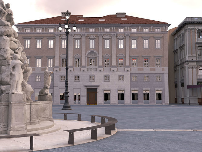 Piazza Unita d Italia Low-poly 3D model 7