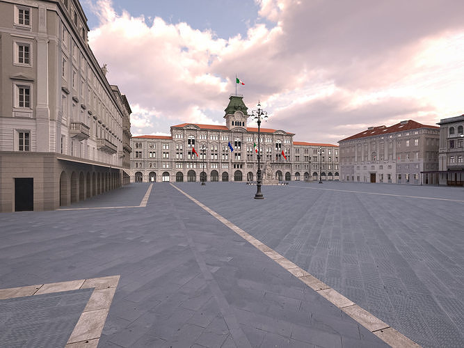 Piazza Unita d Italia Low-poly 3D model 2