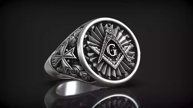 Masonic Square And Compass Symbol Maltese Cross Signet 3D print model