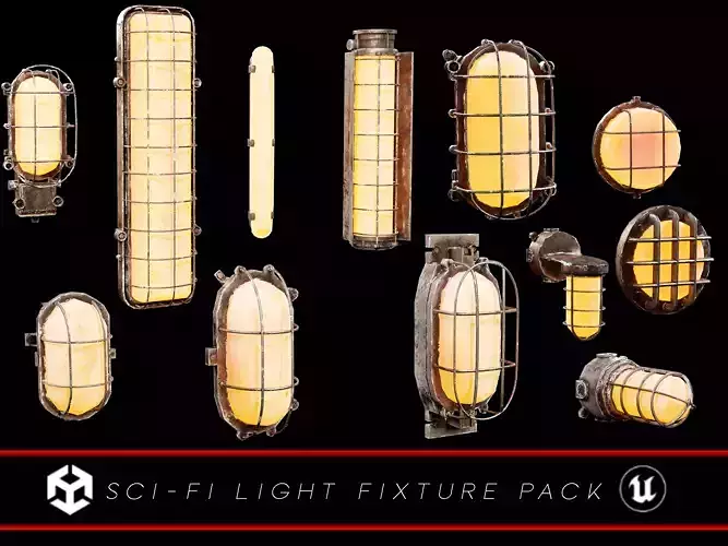 Sci-Fi Light Fixture Pack 3D Model Collection