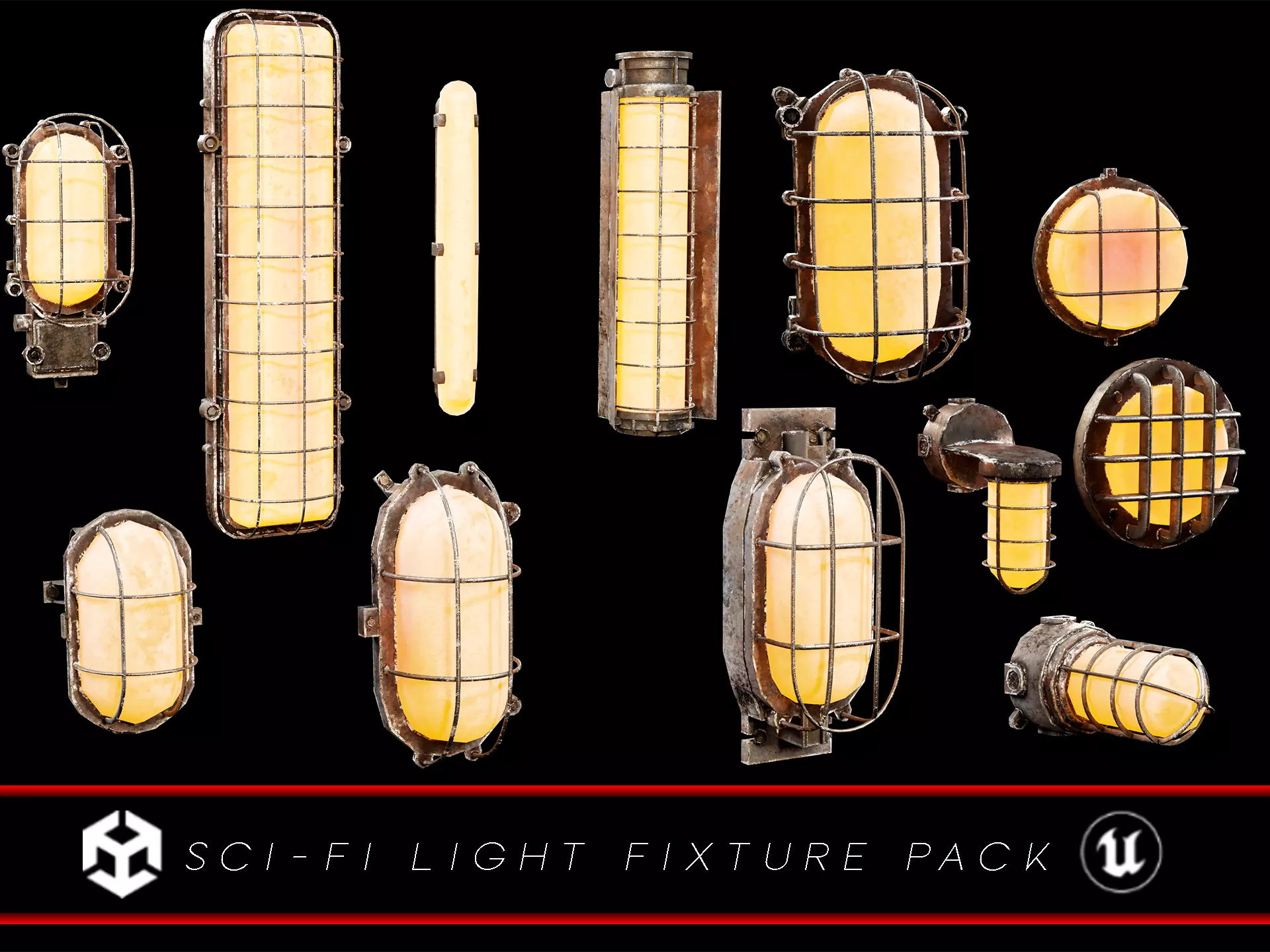 Sci-Fi Light Fixture Pack 3D Model Collection_0