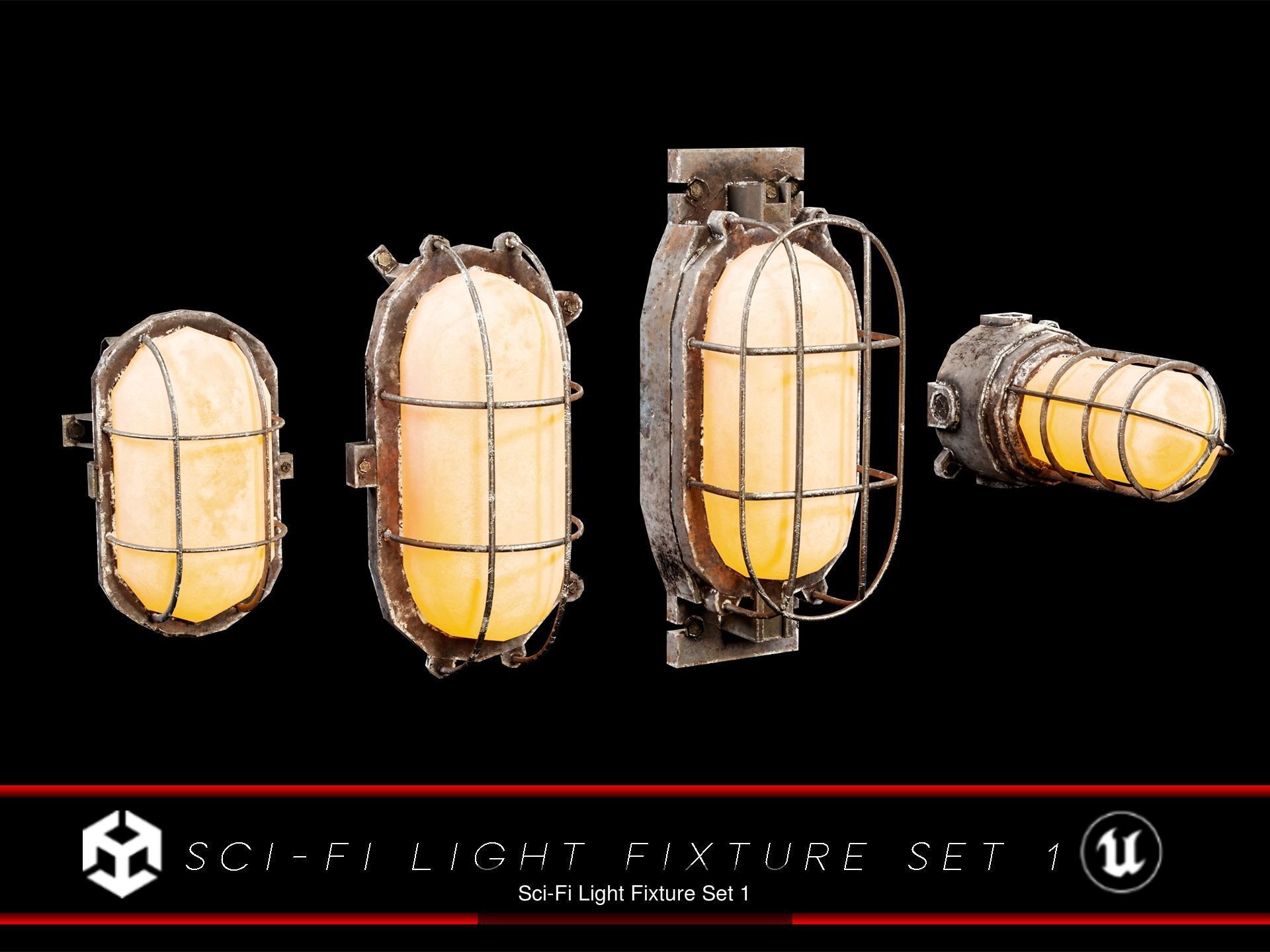 Sci-Fi Light Fixture Pack 3D Model Collection_5