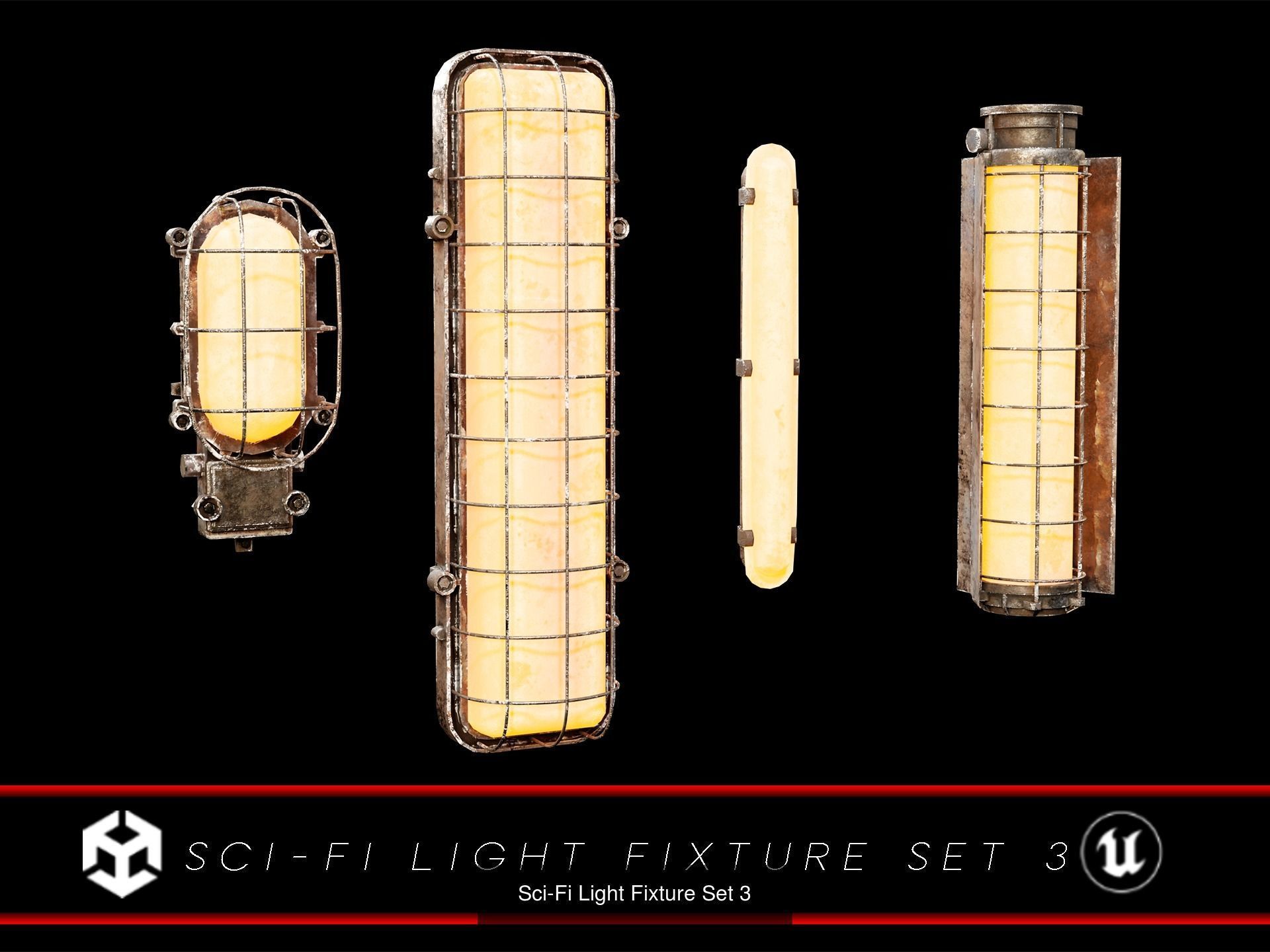 Sci-Fi Light Fixture Pack 3D Model Collection_7