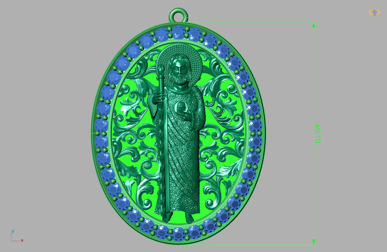 St Jude Pendant Saint Jude Jewelry STL 3DM San Judas Necklace 3D print model_7