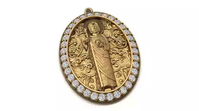 St Jude Pendant Saint Jude Jewelry STL 3DM San Judas Necklace 3D print model