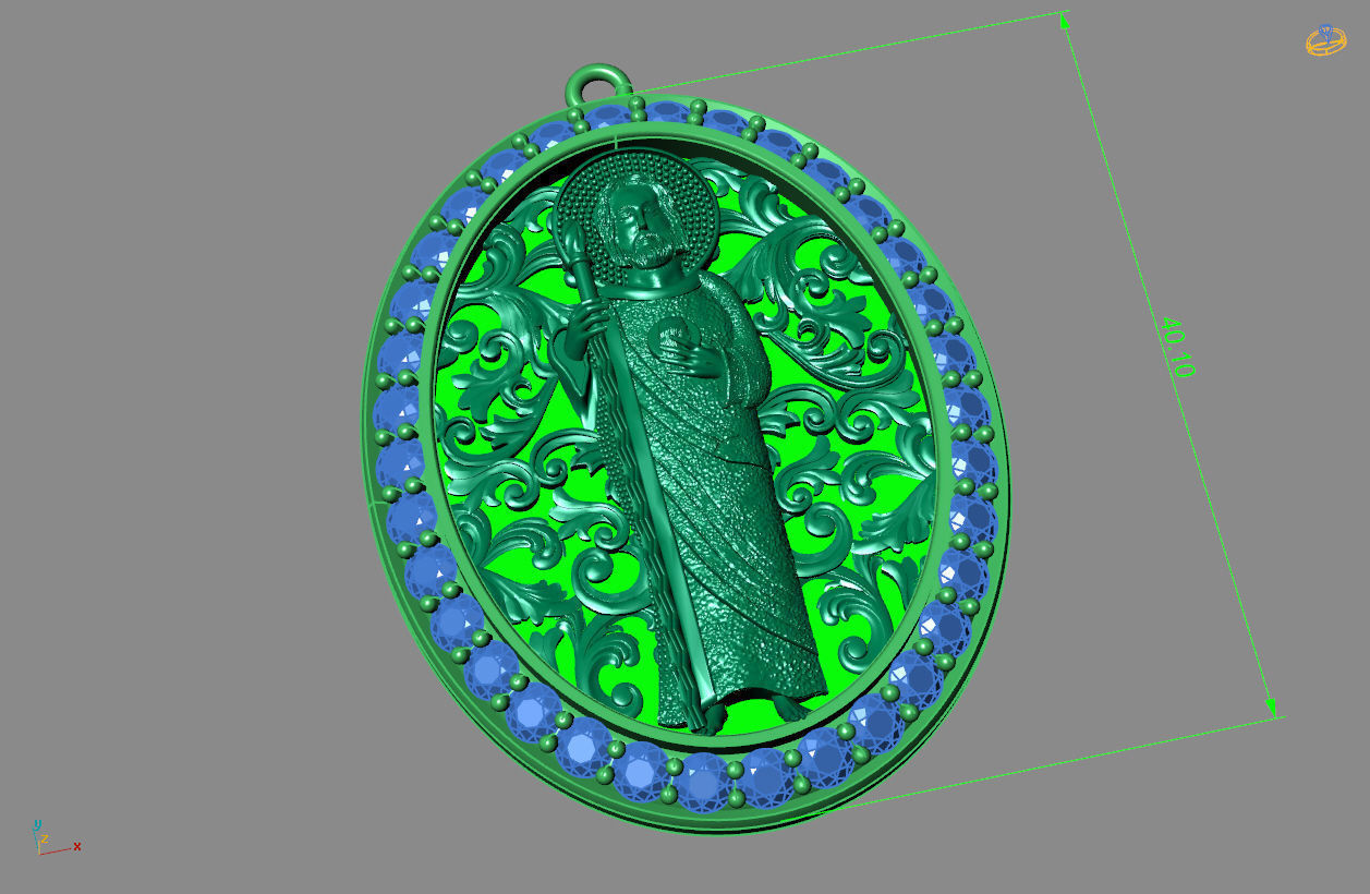 St Jude Pendant Saint Jude Jewelry STL 3DM San Judas Necklace 3D print model_1