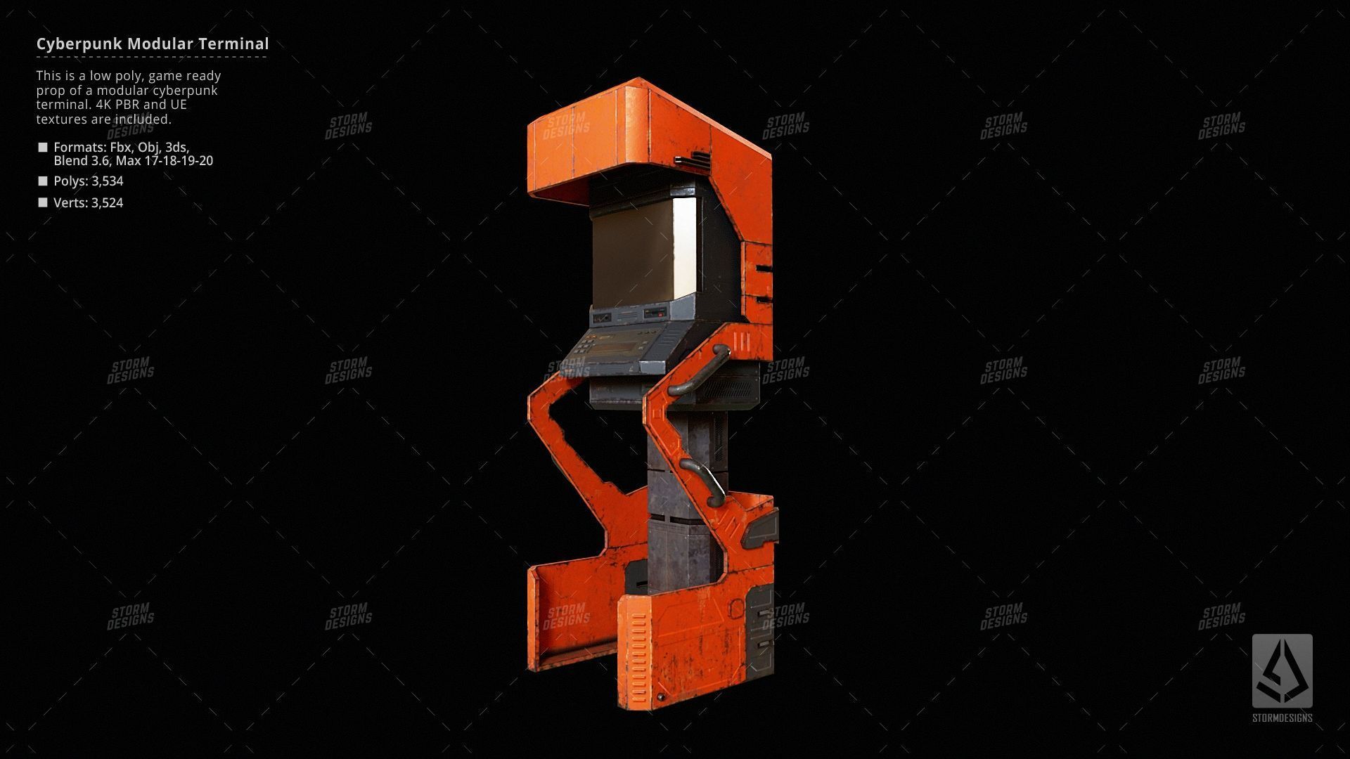 Cyberpunk ATM Modular Terminal Computer Low Poly 3D PBR UE5 Low-poly 3D model_3