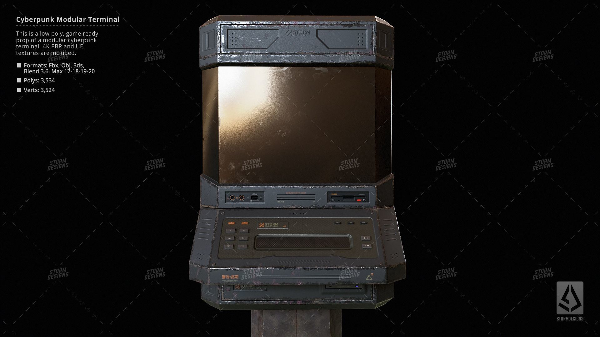 Cyberpunk ATM Modular Terminal Computer Low Poly 3D PBR UE5 Low-poly 3D model_6