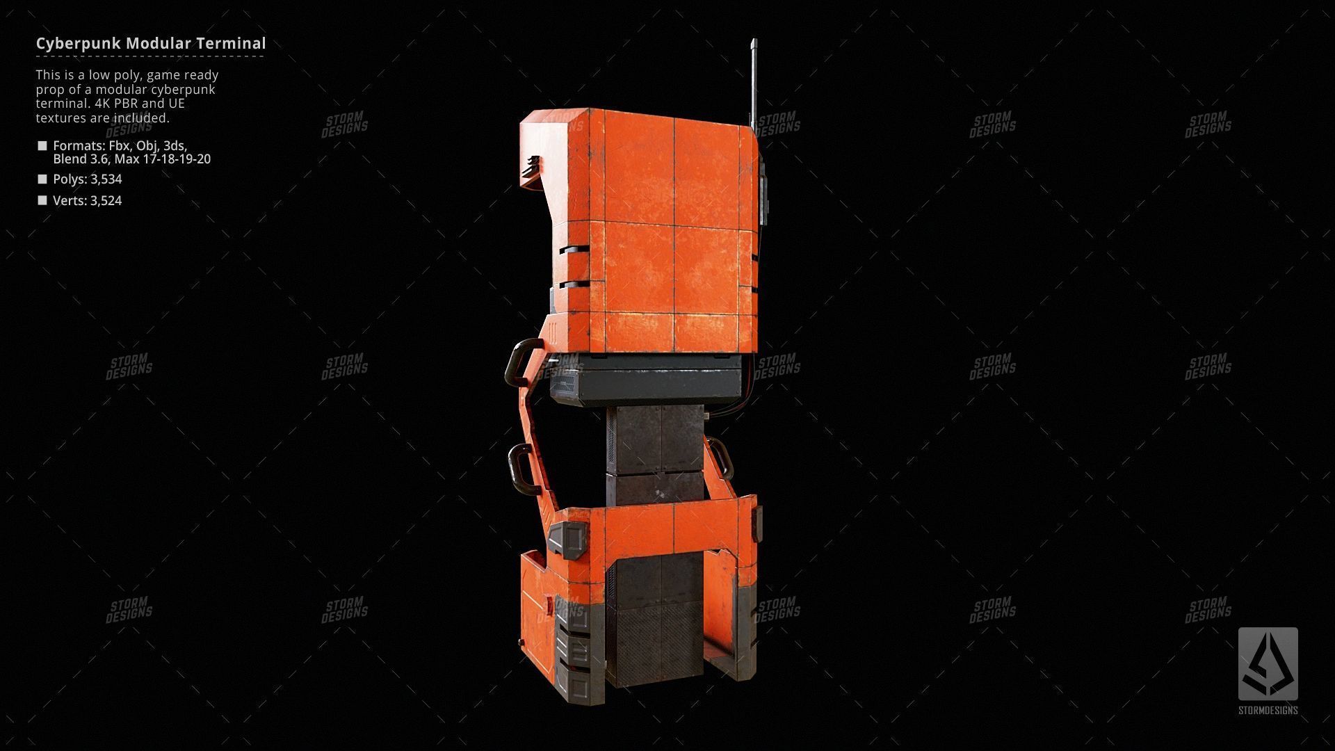 Cyberpunk ATM Modular Terminal Computer Low Poly 3D PBR UE5 Low-poly 3D model_4