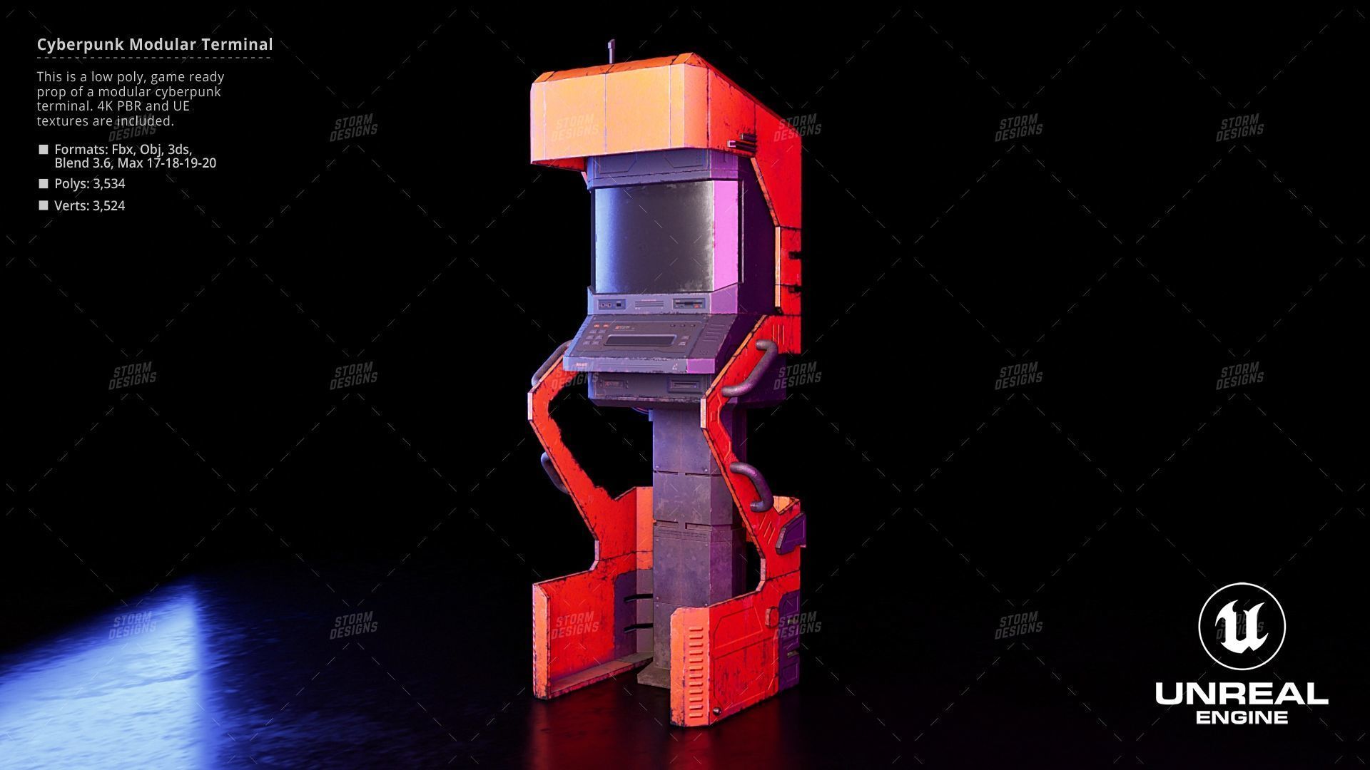 Cyberpunk ATM Modular Terminal Computer Low Poly 3D PBR UE5 Low-poly 3D model_9