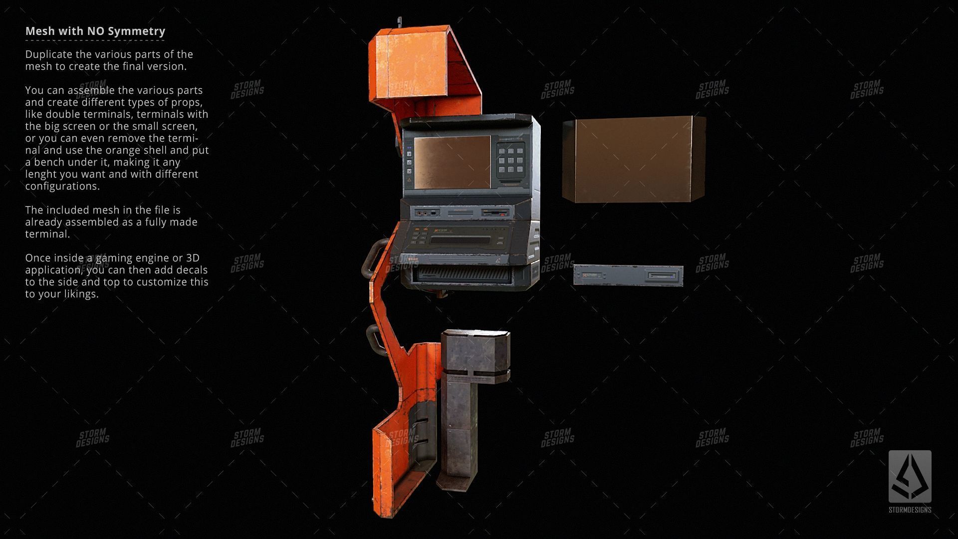 Cyberpunk ATM Modular Terminal Computer Low Poly 3D PBR UE5 Low-poly 3D model_5