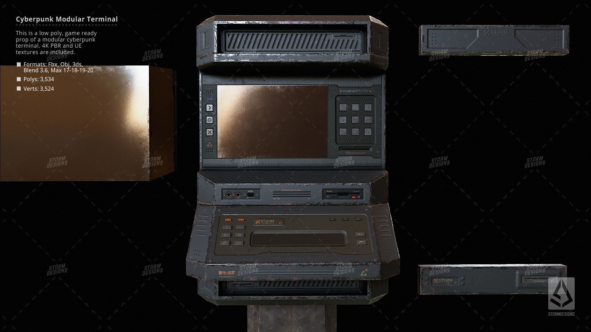 Cyberpunk ATM Modular Terminal Computer Low Poly 3D PBR UE5 Low-poly 3D model_7