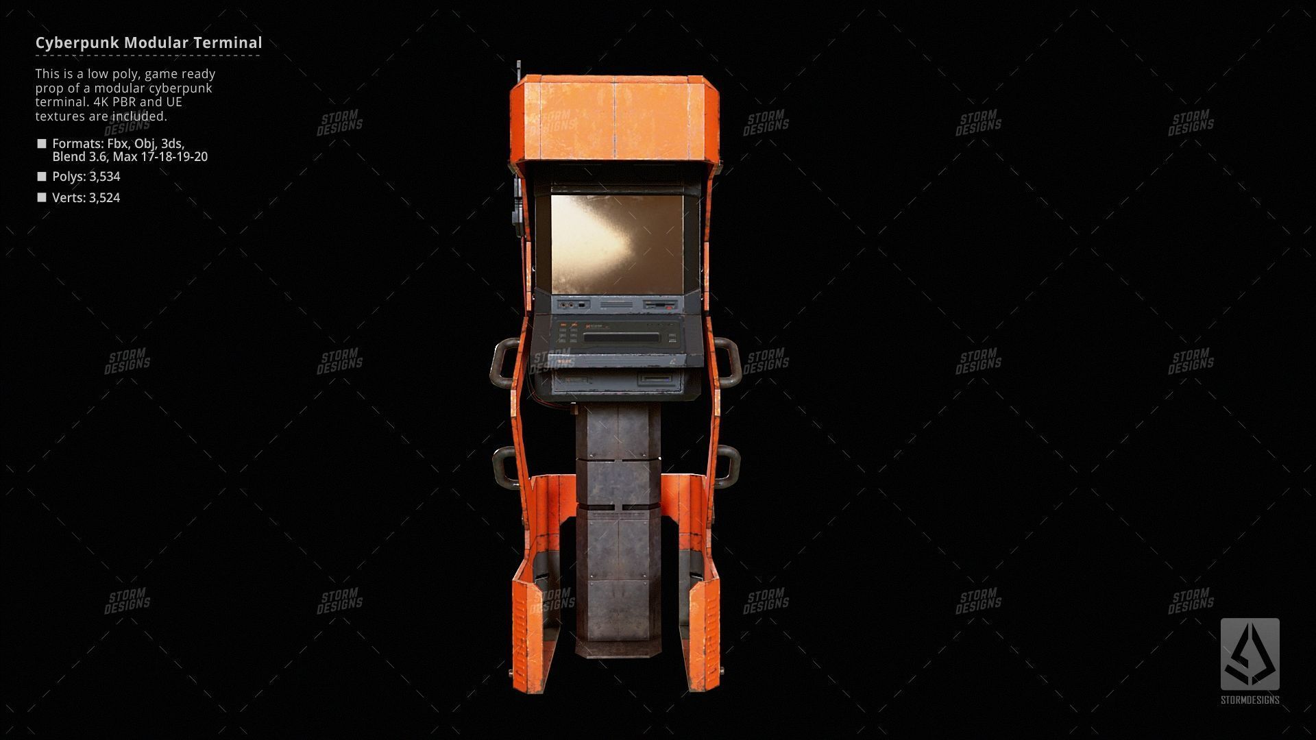 Cyberpunk ATM Modular Terminal Computer Low Poly 3D PBR UE5 Low-poly 3D model_2